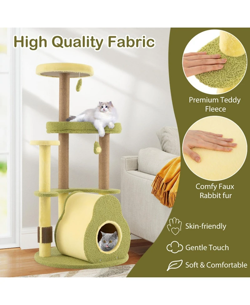 Hongge Avocado-Shaped Cat Tower Featuring a Private Condo, 49 Inch