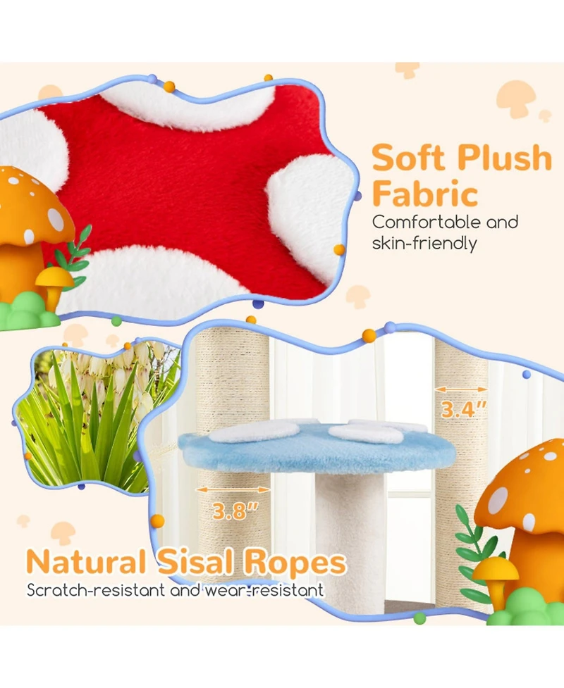 Hongge Mushroom-Shaped Cat Tree with Sisal Scratching Posts