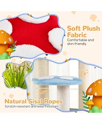 Hongge Mushroom-Shaped Cat Tree with Sisal Scratching Posts