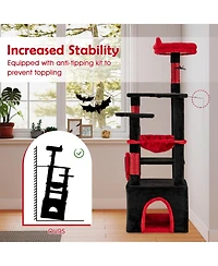 Hongge Gothic Cat Tree Tower with Dangling Spider Toy, 52 Inch