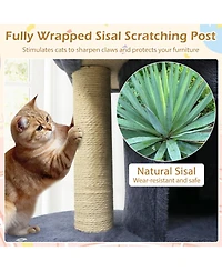 Hongge Dual-Condo 26 Inch Cat Tower with Wide Cushioned Perch