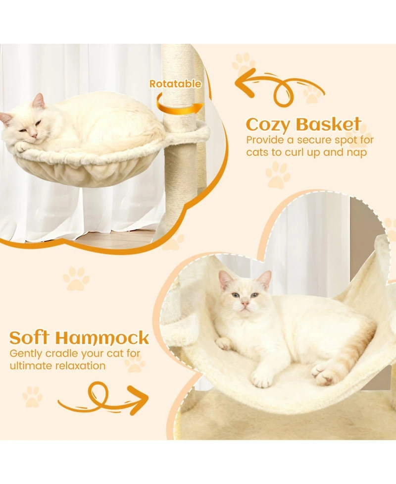 Hongge 80 Inch Extra Tall Multi-Cat Tree with Skylight Condo