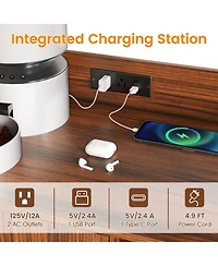 Hongge Cat Litter Box Enclosure with Storage Shelves Power Station and Scratching Pad