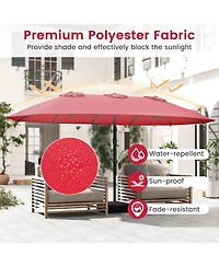 Sugift 15 Feet Double-Sided Twin Patio Umbrella with Crank and Base