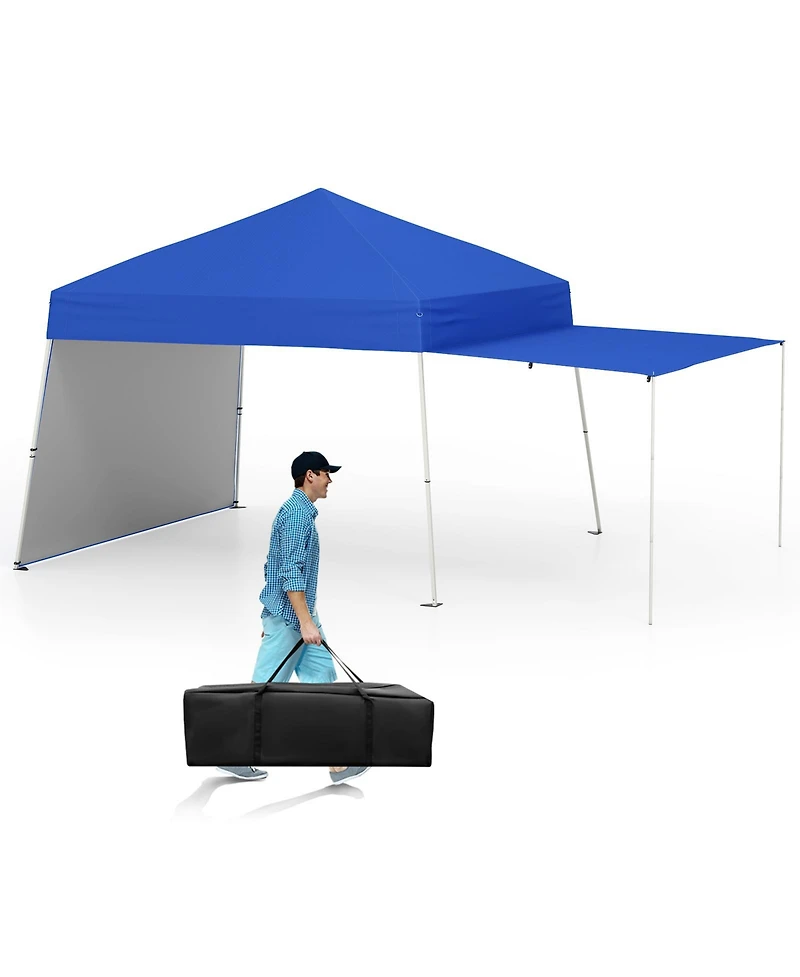Sugift Feet Pop up Canopy Tent with 2 Convertible Sidewalls to Awning and Stakes