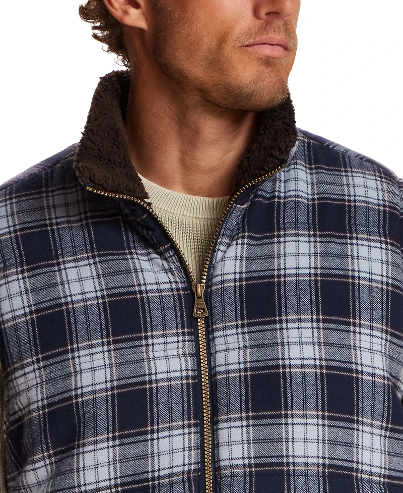 Weatherproof Vintage Men's Sherpa Lined Plaid Flannel Vest