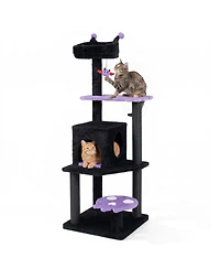 Hongge Spooky 57 Inch Cat Tower with Spider-Shaped Hanging Toy