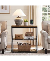 Tribesigns Narrow End Table, Couch Side Table with Storage | 3-Tier Storage, Sturdy Metal Frame