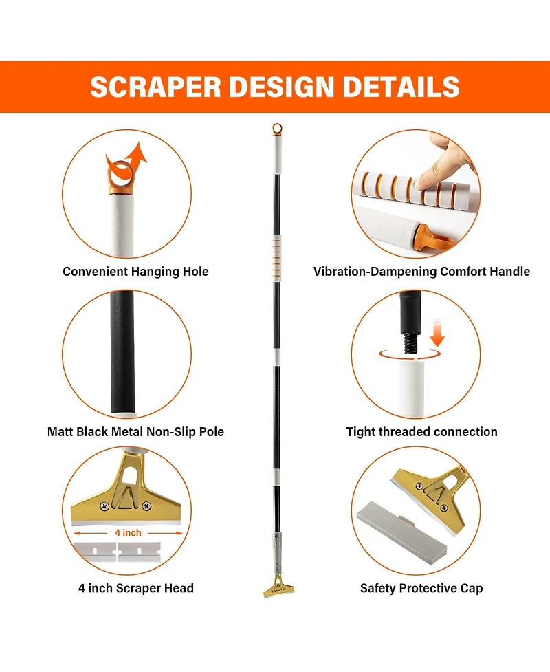 Xdovet Scraper Tool Adjustable Handle Metal Blade Tile Floor Wall Stripper