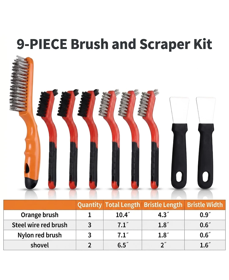 Xdovet Wire Brush Set Steel Nylon Scraper Welding Slag Grime