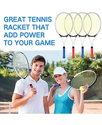 Aofar 4 Tennis Rackets Set Adult Recreational Players Lightweight Balls Overgrips Bag