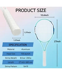 Aofar 2 Pack Tennis Rackets Set Adults Pre-strung Balls Bag Grip Tape Beginners