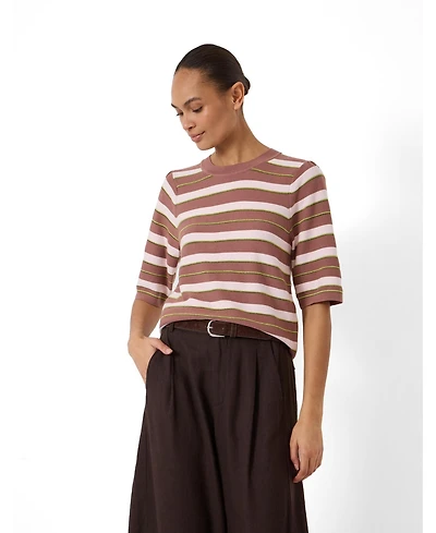 Hush Women's Gathered Shoulder Stripe T-Shirt