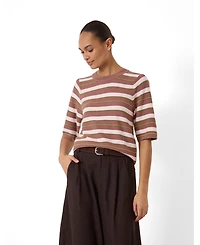 Hush Women's Gathered Shoulder Stripe T-Shirt