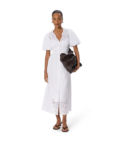 Whistles Women's Cotton Broderie V-Neck Dress
