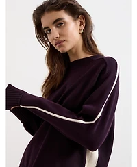 Phase Eight Women's Hallie Tipped Crewneck Long-Sleeve Contrast-Stripe Sweater
