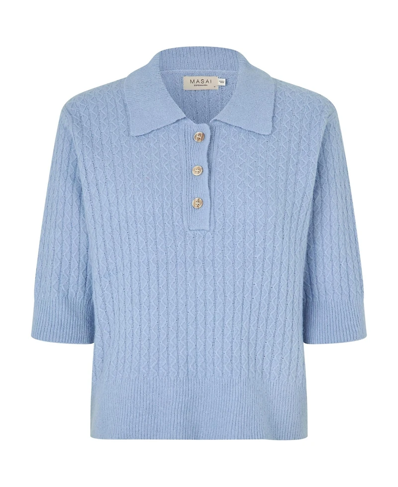 Masai Copenhagen Women's MaFynoria Short Sleeve Relaxed Knit Polo