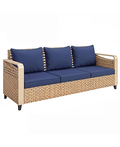 Outsunny Rat Wicker Sofa with Cushions 3-Seater,