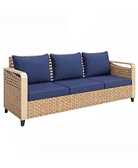 Outsunny Rat Wicker Sofa with Cushions 3-Seater,