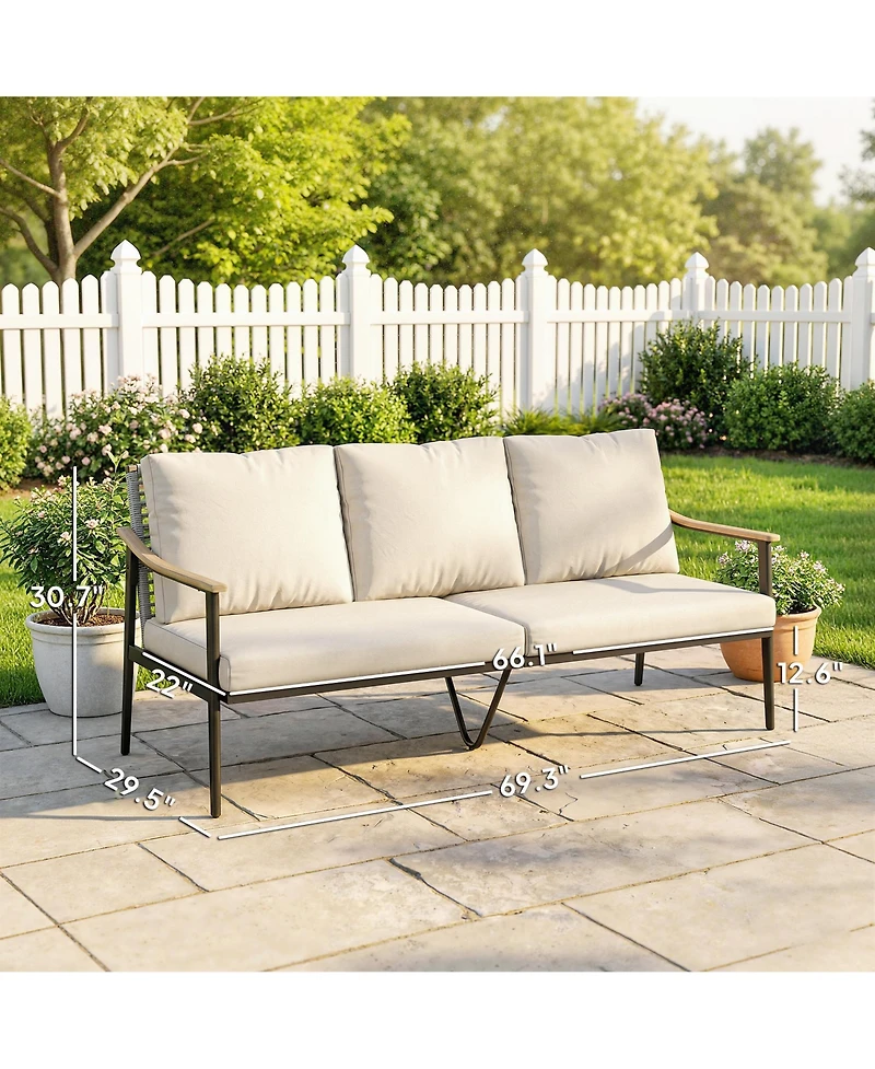 Outsunny 3 Seater Outdoor Couch Patio Sofa with Cushions