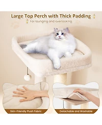 Hongge Wooden Cat Tree with Padded Two-Story Condo, 63 Inch