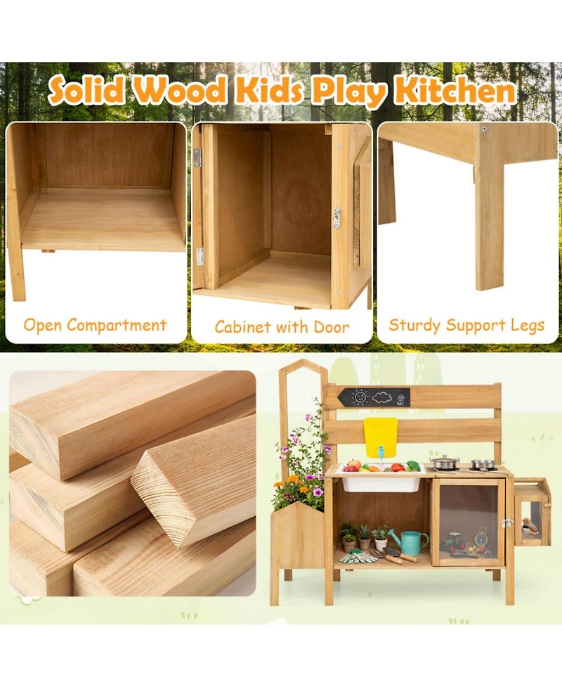 Hongge Detachable Bird Cage 7-Piece Mud Kitchen, Ages 3+