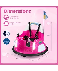 Hongge 12V Kids Ride On Bumper Car with Dual Joystick Control and Remote Control, Ages 18 Months+