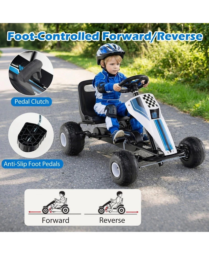 Hongge 4-Wheel Kids Pedal Go Kart with Steering Wheel and Handbrake