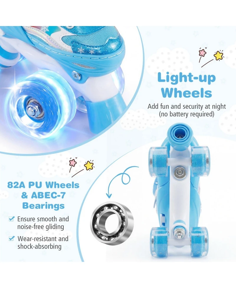 Hongge Kids Quad Roller Skates with Light-Up Wheels and Safety Straps