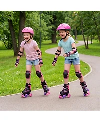 Hongge Kids Adjustable Outdoor Quad Roller Skates with Light-Up Wheels Ages 7-9