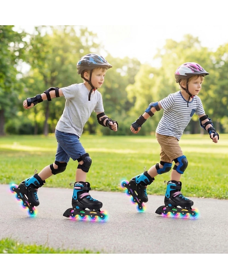 Hongge Kids Adjustable Inline Skates with Aluminum Frame and Light-Up Wheels Ages 5-7