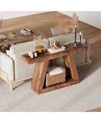 homfan 55" 2-Tier Industrial Console Table with Open Shelf