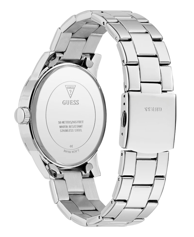 Guess Men's Quartz Silver-Tone Stainless Steel Watch 44mm