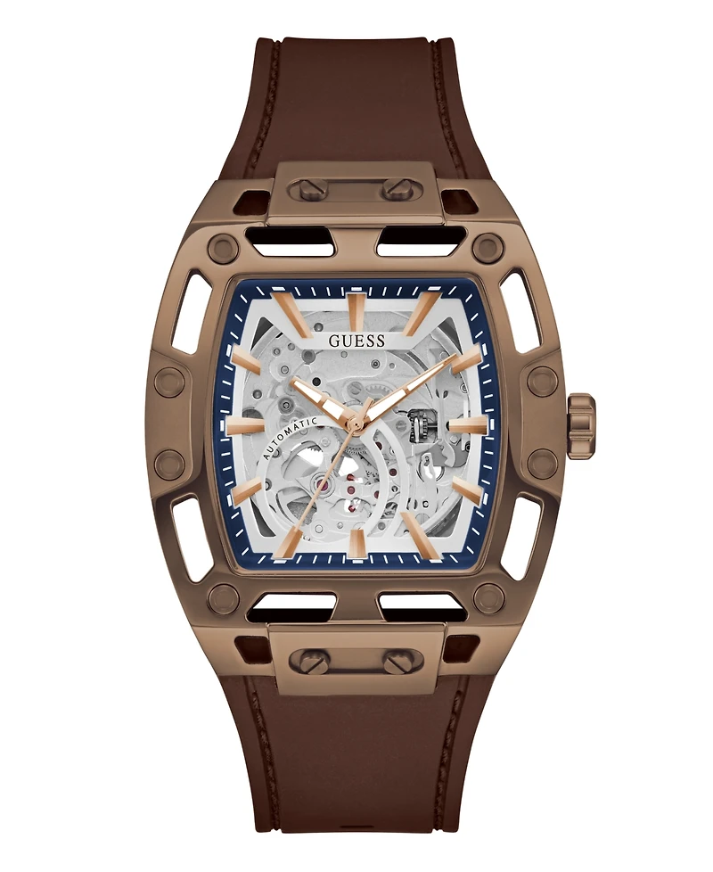 Guess Men's Quartz Brown Silicone Watch 43 mm x 42 mm