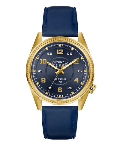 Guess Men's Blue Genuine Leather Watch 42mm