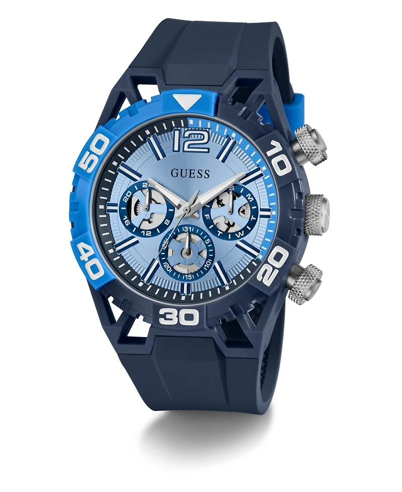 Guess Men's Quartz Blue Silicone Watch 46mm