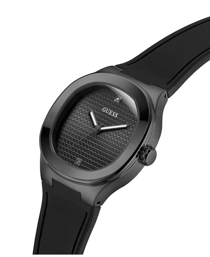 Guess Men's Quartz Black Silicone Watch 42mm