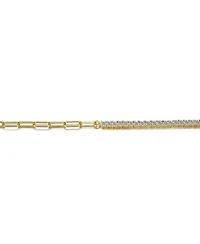 14K Gold Plated with Clear Cubic Zirconia Half Tennis Half Link Bracelet