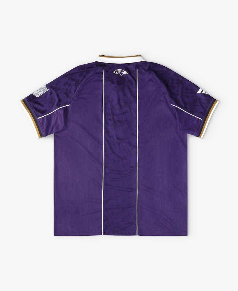 Fanatics Big Boys and Girls Purple Baltimore Ravens Football x Football Collared Fan Top