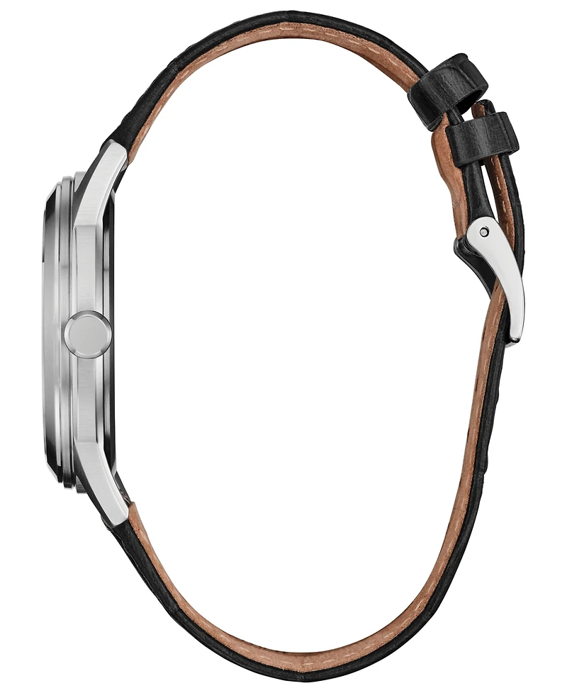 Citizen Men's Rolan Black Leather Strap Watch 41mm