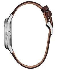 Citizen Men's Rolan White Dial Brown Leather Strap Watch 37mm