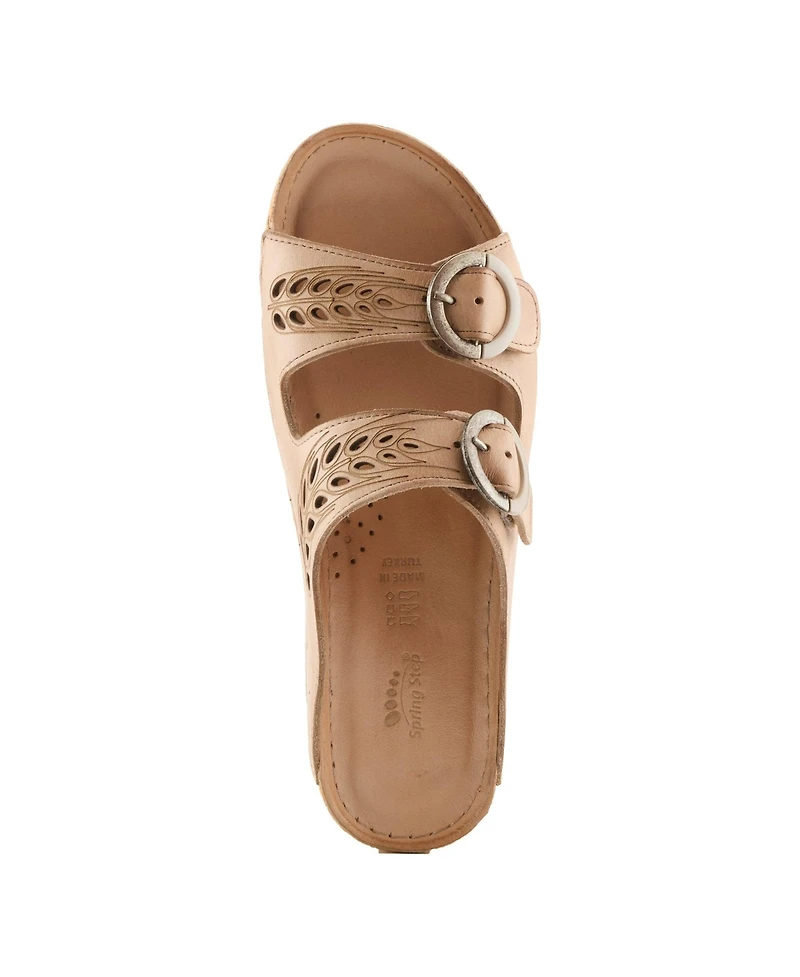 Spring Step Women's Gelatia Slide Wedge with Laser-Cut Detail