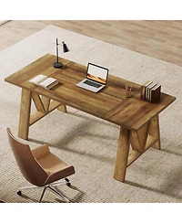 Tribesigns 63" Executive Office Desk, Farmhouse Wooden Computer Desk, Large Modern Writing Table for Home Office