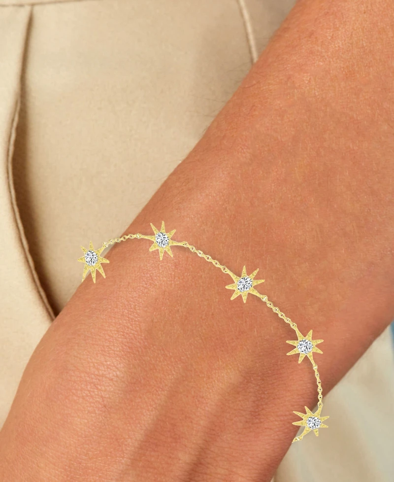 Macy's 14k Gold Over Sterling Silver Cubic Zirconia Sun Station Bracelet