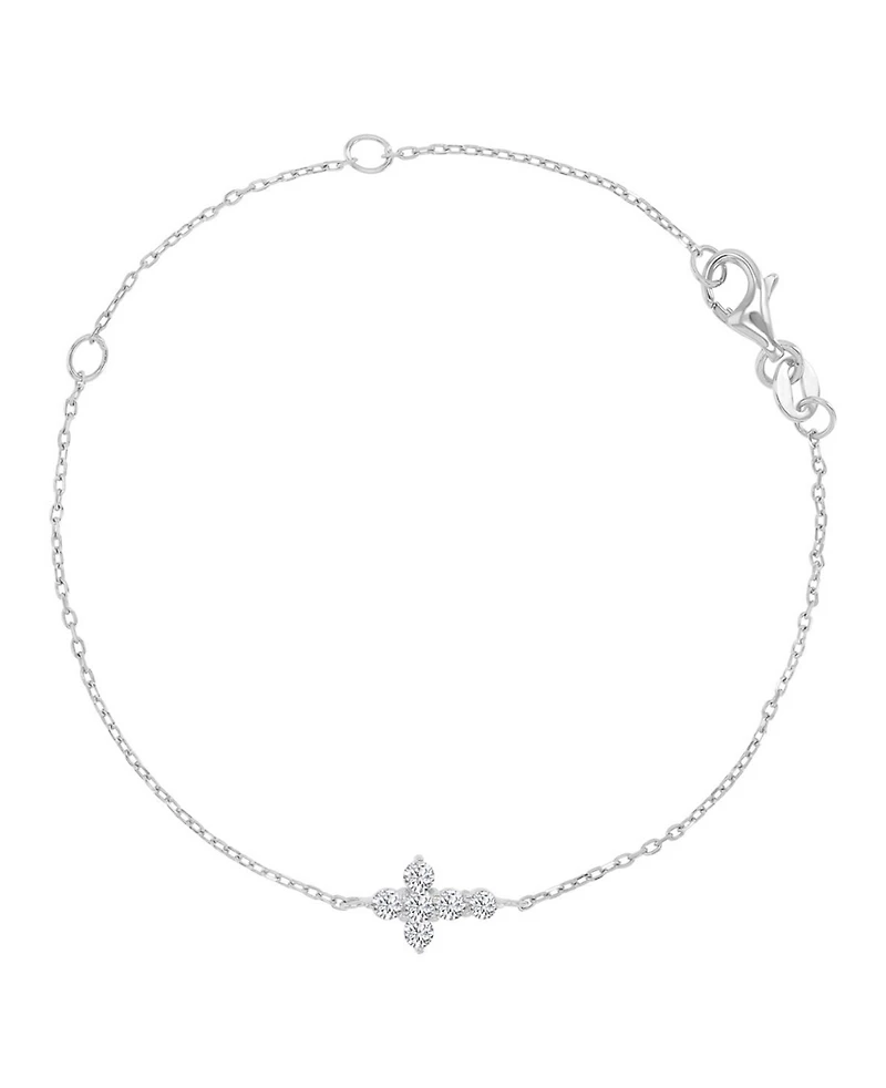 Macy's Rhodium Over Silver Cubic Zirconia Cross Bracelet