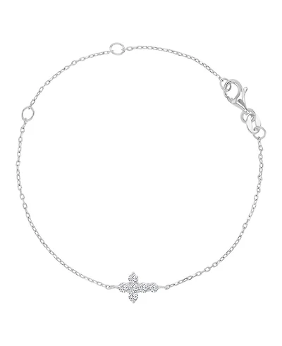 Macy's Rhodium Over Silver Cubic Zirconia Cross Bracelet