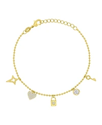 Macy's 14k Gold Over Sterling Silver Cubic Zirconia Key And Lock Bracelet