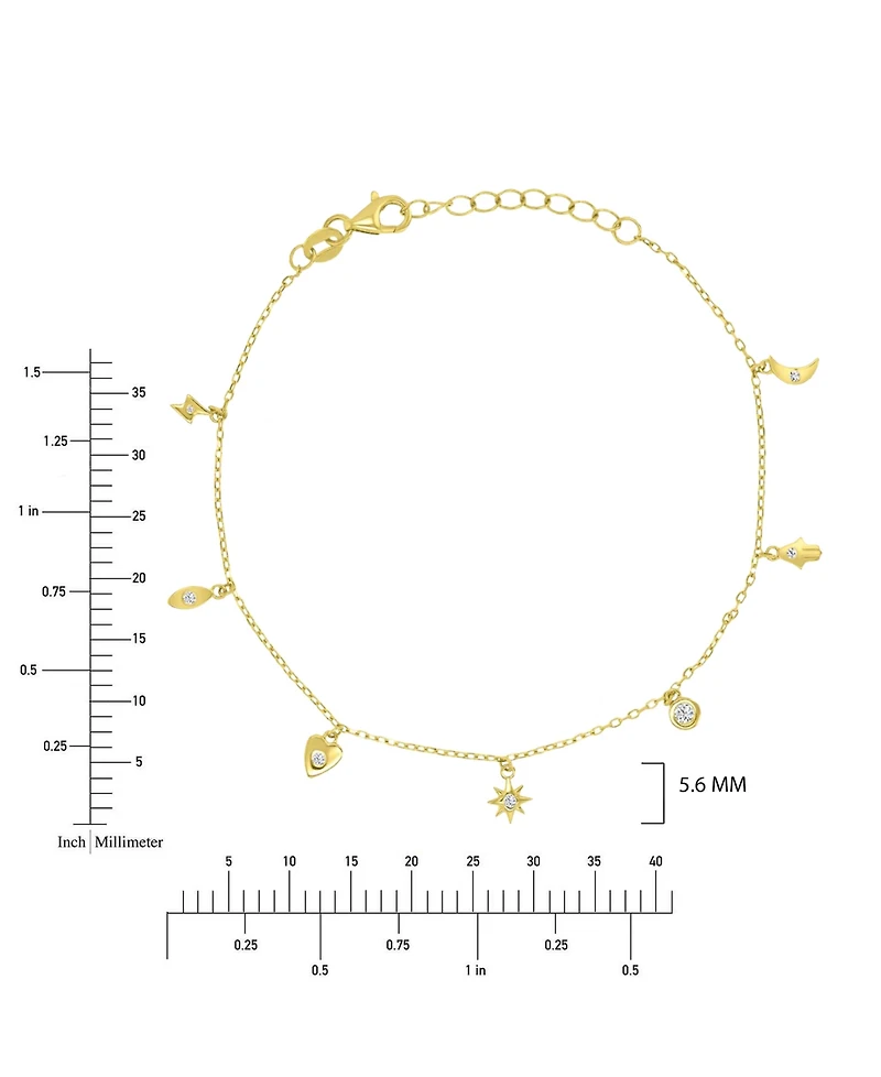 Macy's 14k Gold Over Sterling Silver Cubic Zirconia Heart Hamsa Bracelet