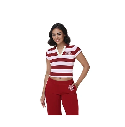 Juicy Couture Women's Cropped Stripe Polo Top
