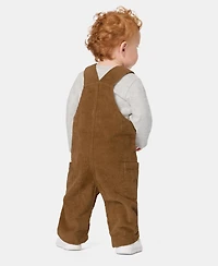 Calvin Klein Baby Boys' Long-Sleeve Bodysuit and Sleeveless Overall, 2-Piece Set
